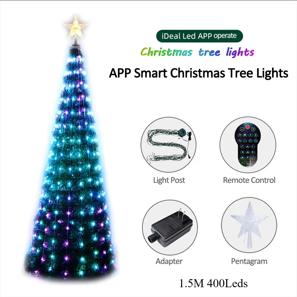 Christmas Tree Star Lights Smart RGB Christmas Light with Remote Timer Music Sync Bluetooth App Controlled Holiday Lighting