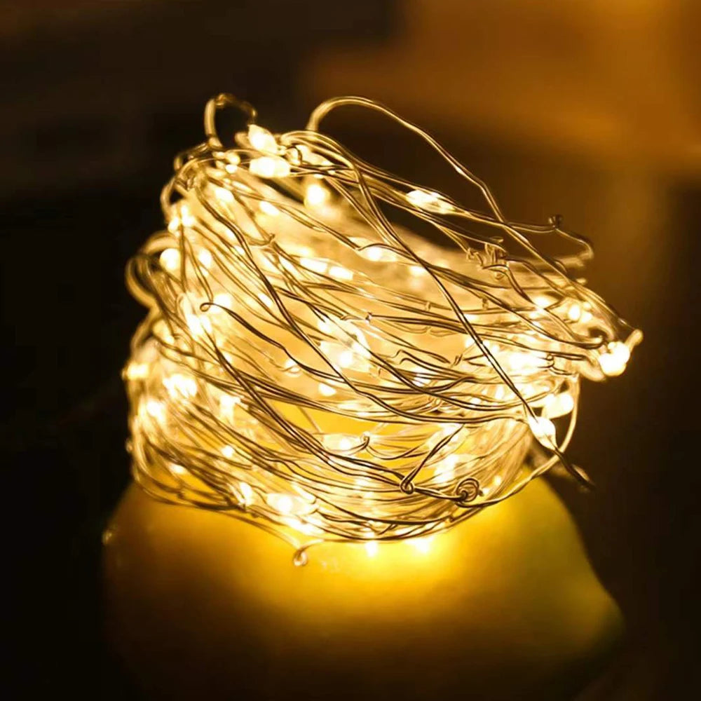 Led Copper Wire Fairy Lights Waterproof LED String Lights Battery Operated DIY Wedding Party Christmas Decoration Garland