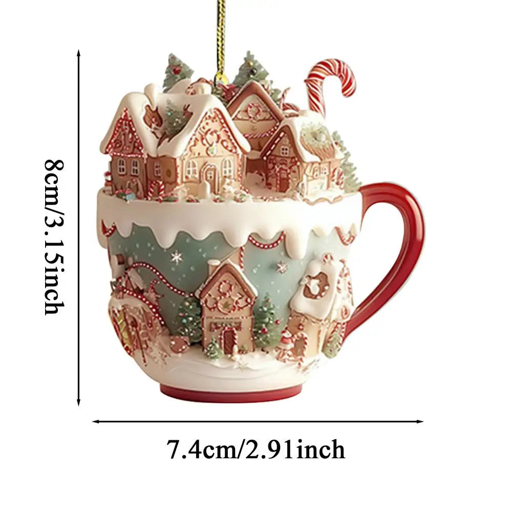 Coffee Cup Christmas Tree Charm