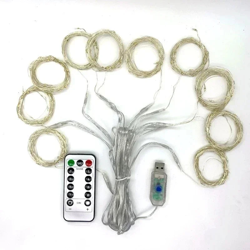 6X3M/3X3M Curtain Garland on the Window USB Power Fairy Lights Festoon with Remote New Year Garland Led Lights Christmas Decor