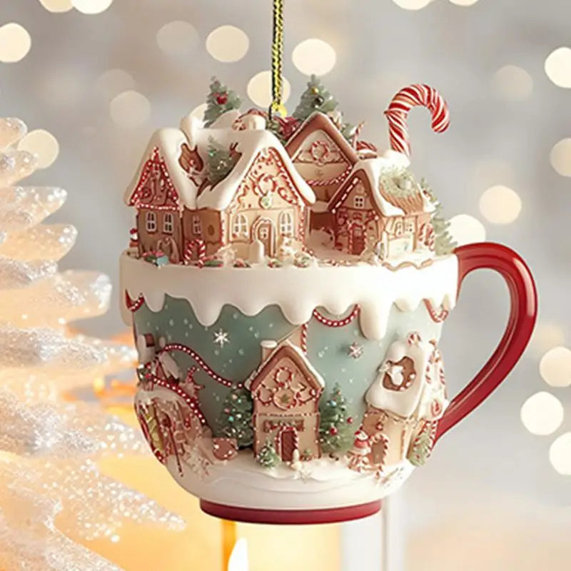 Coffee Cup Christmas Tree Charm