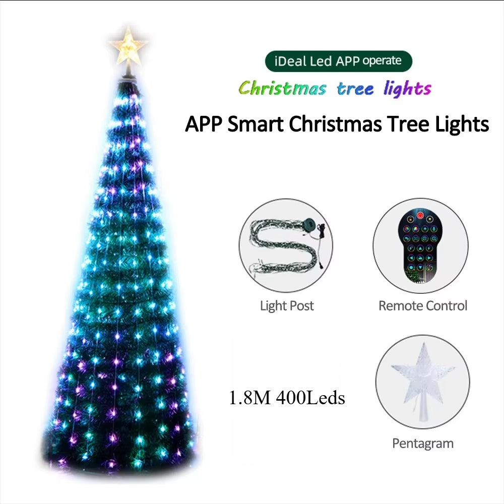 Christmas Tree Star Lights Smart RGB Christmas Light with Remote Timer Music Sync Bluetooth App Controlled Holiday Lighting